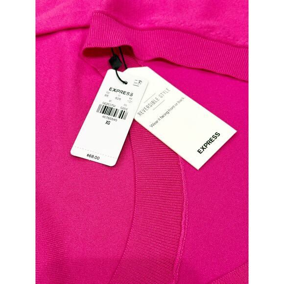 Express Neon Berry Pink Reversible Silky Soft Sweater Size XS NWT - Picture 5 of 9